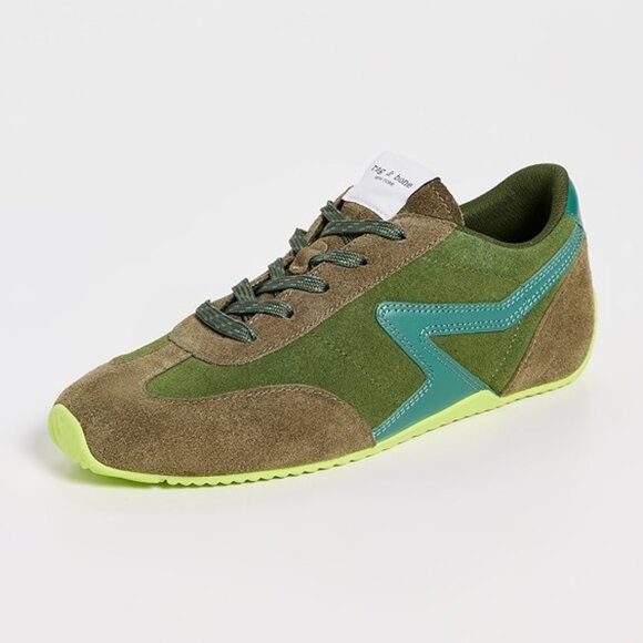 NEW RAG & BONE Suede Retro Runner Slim Ultra Sneakers in green for women 725 10m - Picture 8 of 9